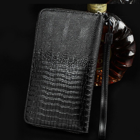 Crocodile Print Women Men Phone Clutch Walletc - Picture 3 of 7